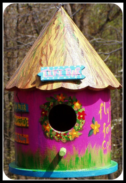 Tiki Bar Birdhouse Fantasy