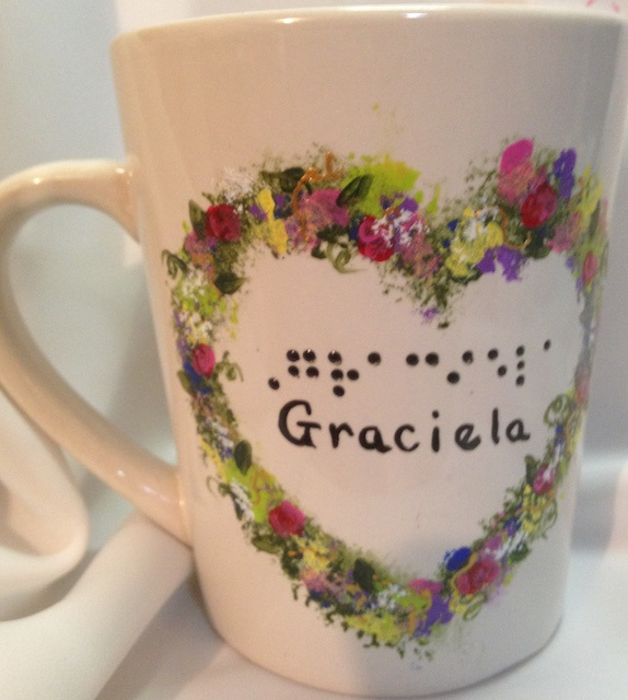 Braille coffee mug with personalization
