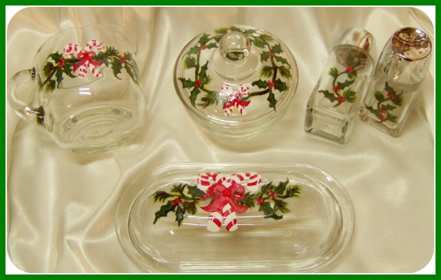 Holiday Candy Canes- dinner table set- 5 piece set