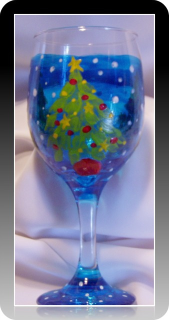 Christmas Tree Fantasy- Wine Glass